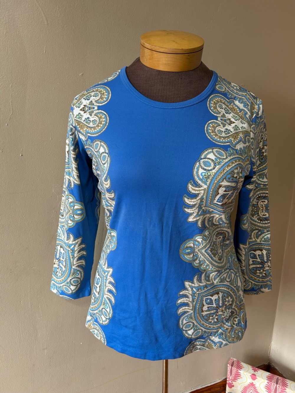 J. McLaughlin Paisley Printed Blouse Top sz Large